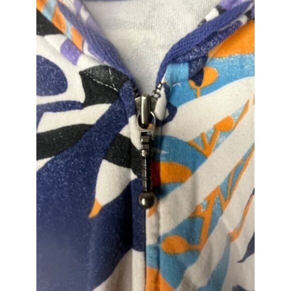 Zenergy By Chico's Blue Orange White Zip Hoodie Jacket Size 3 XL 16 Leaf Print - Picture 6 of 10
